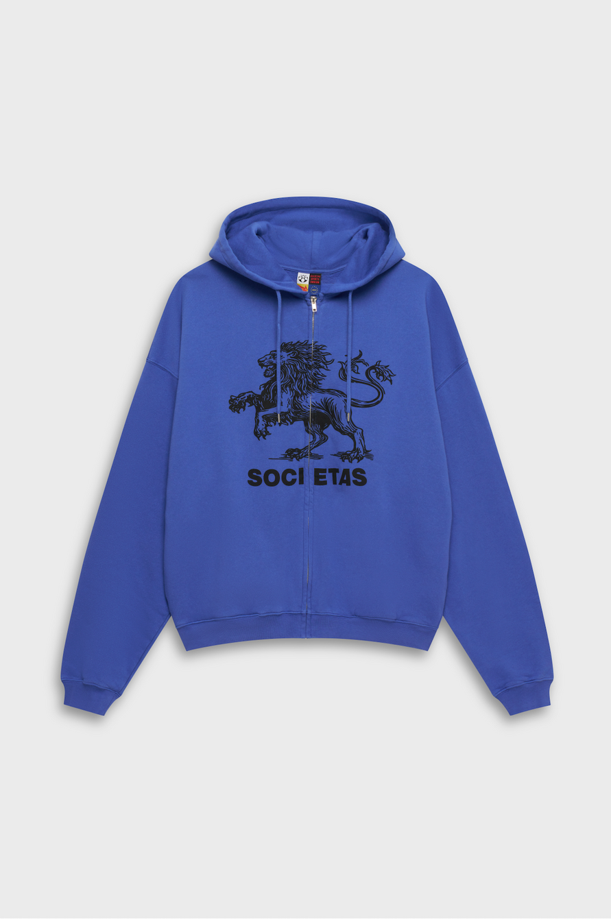 LION ZIP HOODIE - COBALT BLUE